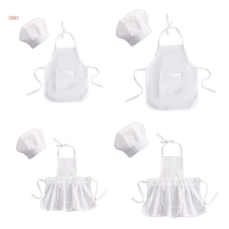 Shas Trẻ Em Tạp Dề Đầu Bếp Mũ Trước Bé Trai Bé Gái Tạp Dề Nhà Bếp Thủ Công Tạp Dề Trẻ Em