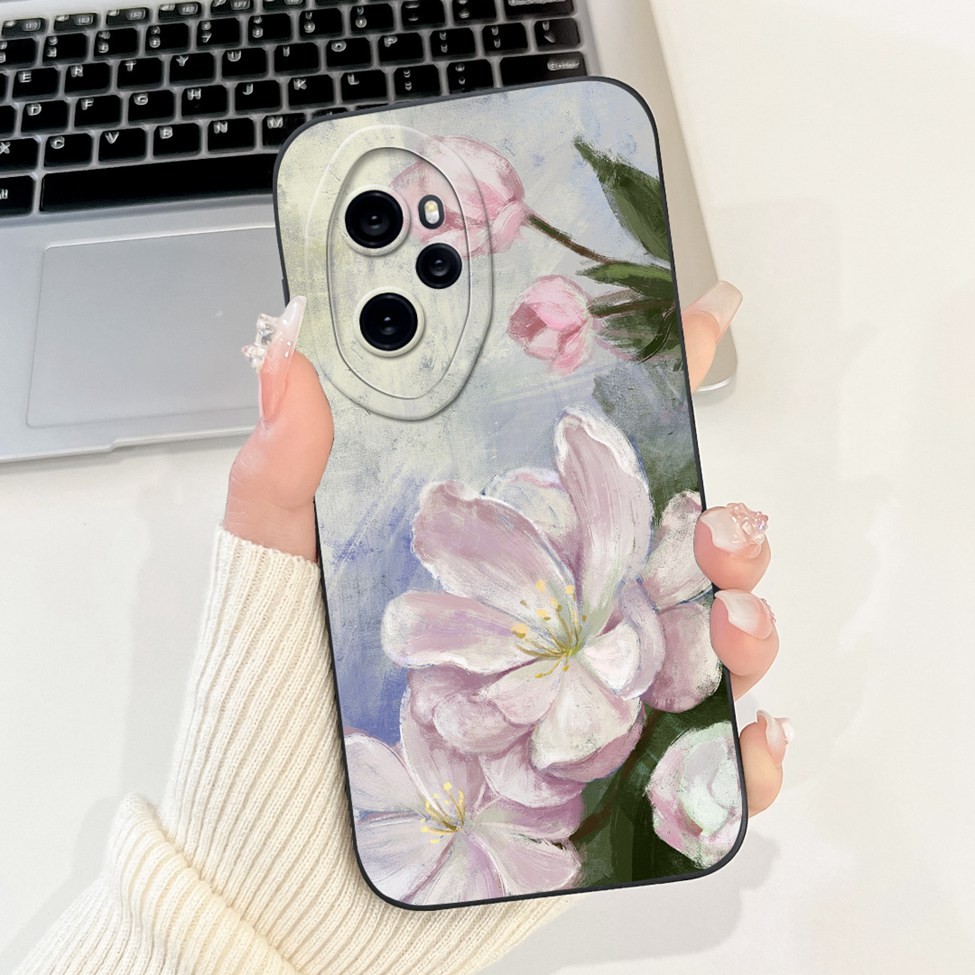 Honor 100Pro Ốp Lưng Thời Trang Mèo Dễ Thương Thẩm Mỹ Hoa Silicon Mát Ốp Lưng Honor 100 Pro Ốp lưng MAA-AN10