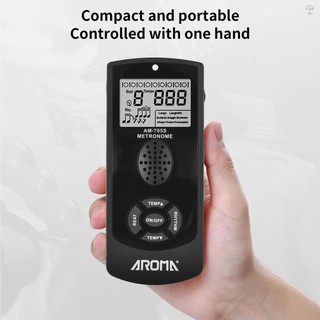 Metronome kỹ thuật số điện tử AROMA với màn hình LCD 2,2 inch Metronome điện tử đa năng với âm lượng Tempo Beat Điều khiển tốc độ Bật / Tắt giọng nói của con người Pin sạc tích hợp cho đàn Guitar