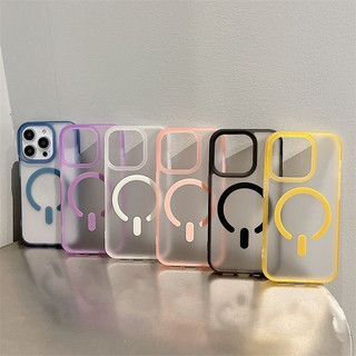 Ốp Điện Thoại Từ Tính Mờ Sang Trọng Cho iPhone 15 14 13 12 11 Pro Max Màu Kẹo Mờ 14 / 15 Plus Vỏ Mềm Bảo Vệ Ống Kính Máy Ảnh Ốp Lưng Chống Sốc Vỏ iPhone