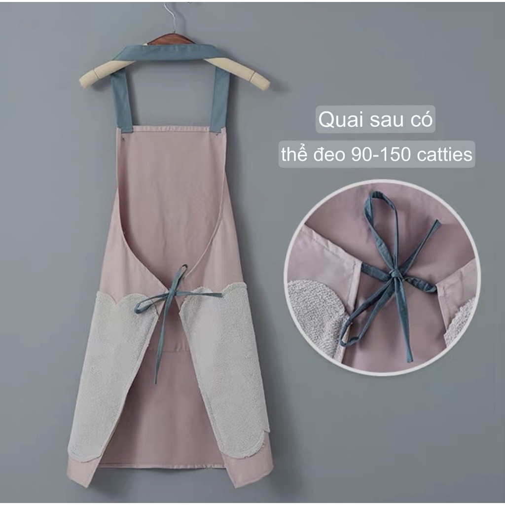 Tạp dề họa tiết chống thấm nước có túi đừng điện thoại, Tạp dề thỏ cao cấp