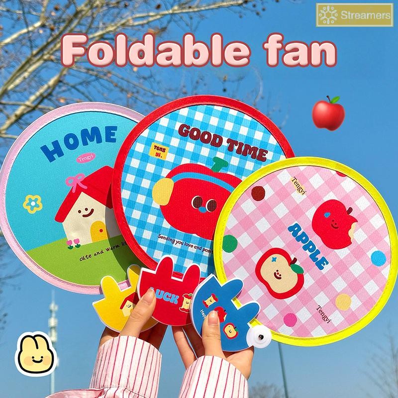 Streamer Hoạt Hình Dễ Thương Gấp Nhóm Quạt Chụp Ảnh Ngoài Trời Tấm Phản Quang Tròn Túi Tiện Lợi Quạt Gấp Di Động Mới