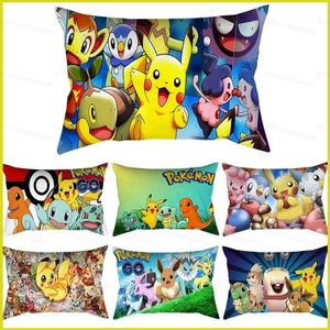 PS1 Pokemon Hoạt Hình Gối Anime Hình Chữ Nhật 30x50CM Sofa Phòng Ngủ Pikachu Tro Ketchum Trang Trí Da Đào Gối Cov