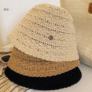 Julyhot Đi Biển Mũ Rơm Hàn Quốc Mùa Hè Nữ Tấm Che Thoáng Khí Sang Trọng Xô Mũ Người Cá Dệt Tay Cô Gái Câu Cá Mũ Chống Nắng Cho Nữ Massivedeals
