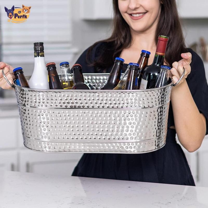 Xô đá, mạ kẽm, hình bầu dục, Bồn đựng đồ uống, Bền bỉ, Giá đỡ đá mộc mạc, Bồn bia, Xô đựng rượu để làm mát rượu vang, Làm mát trong nhà hàng