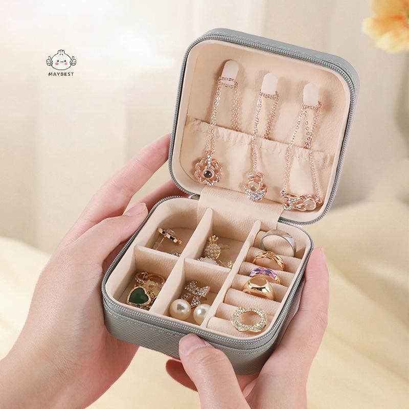 Maybest Trang Sức Người Tổ Chức Hộp Trang Sức Di Động Hiển Thị Hộp Đựng Trang Sức Du Lịch Nút Da Bảo Quản Dây Kéo Trang Sức Joyero Màn Hình {VN}