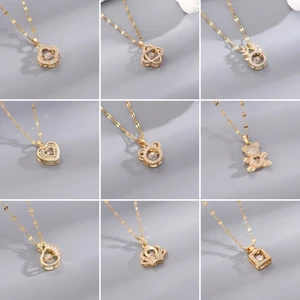 Vòng cổ thông minh Hàn Quốc Nhật Bản Mặt dây chuyền hình trái tim Chuỗi xương đòn không phai màu Cánh thiên thần nữ Ánh sáng sang trọng Micro-Ind R
