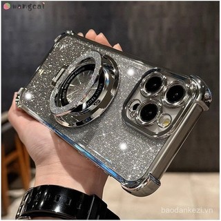 Cho Oppo RENO 13F 13 A5 PRO f A60 reno13 trường hợp điện thoại với từ tính thu hút chủ đứng vàng mạ sáng bóng sáng long lanh sang trọng chống rơi mềm vỏ trường hợp vỏ ốp lưng