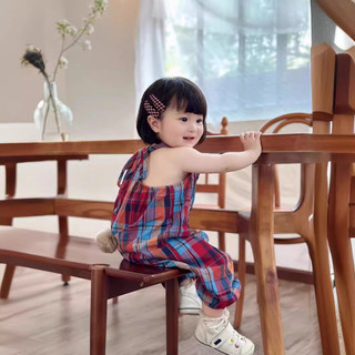 Áo liền quần kẻ sọc cho bé gái phong cách Hàn Quốc, mùa hè dễ thương với đuôi thỏ, quần yếm cho bé gái