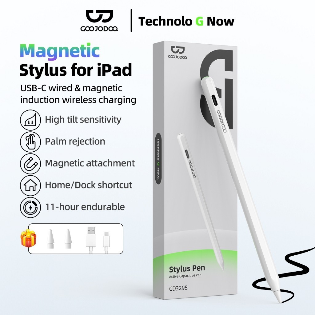 Bút cảm ứng Goojodoq GD15 mới 2025 sạc không dây từ tính có phím tắt và đèn báo để tránh chạm nhầm | BigBuy360 - bigbuy360.vn