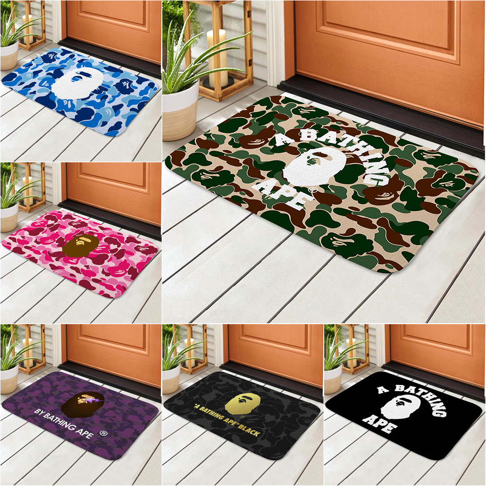 Thảm cửa Logo Bape Ape Thảm chống trượt Tấm lót phòng tắm Tắm Thảm chống trượt (60x40cm)