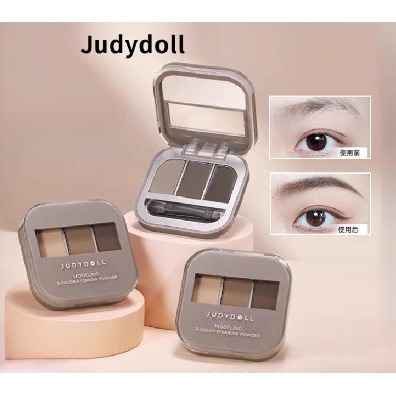 Bột lông mày ba màu Judydoll chống nước và chống mồ hôi, không phai màu ZR9K