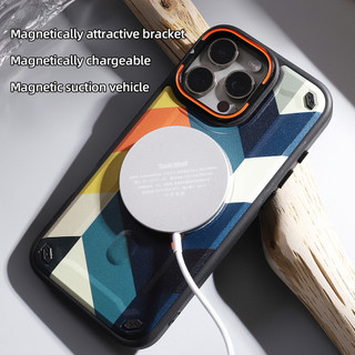 Dành Cho iphone 16 Pro Max Ốp điện thoại Ống Kính Chân Đế Từ Camo Cứng PC Mặt Sau Mềm TPU Chống Trơn Trượt Nâng Cạnh Chống Sốc Siêu Mỏng Bao