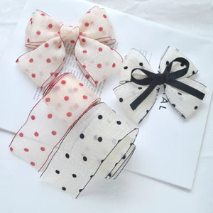 Phụ Nữ Khăn Cổ Đen Chấm Bi Túi Ruy Băng Đầu Choker Streamer Nữ Phụ Kiện