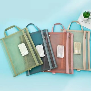 Túi lưu trữ A4 hai lớp Túi dây kéo lưới hai lớp Hộp đựng hồ sơ A4 Văn phòng trường học Tổ chức tài liệu dễ dàng