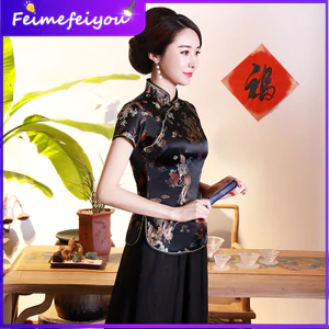 Phong Cách Trung Hoa Mới Retro Thiết Kế Đổi Mới Nữ Thổ Cẩm Satin Thanh Lịch Slim-Fit Truyền Thống Qipao Top