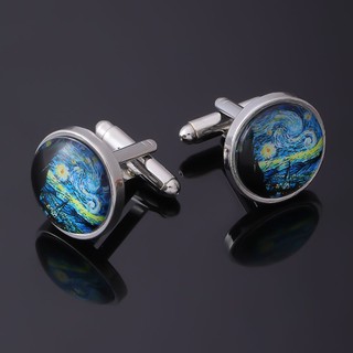 Sáng Tạo Van Gogh Đầy Sao Ban Đêm Đá Quý Nam Vòng Đeo Đơn Giản Retro Kim Loại Pháp Khuy Sét 424E