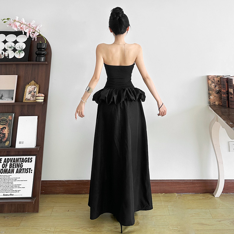 Cutenew Chắc Chắn Cổ Chém Áo Tắt Tay Không Đều Ruched Chắp Vá Hình Eo Khe Bên Nữ Thời Trang Ngọt Ngào Phong Cách Đa Năng