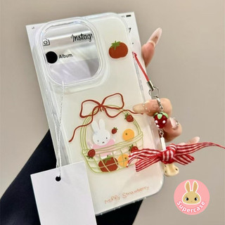 Ốp Điện Thoại Ins Style Rabbit Cho Honor 400 Lite Pro 300 200 100 90 Smart 80 70 60 50 X60 Pro SE GT Power Magic 8 7 6 5 4 Pro Lite Vỏ Kem Nơ Trái Cây Có Dây Đeo Dâu