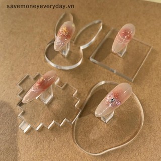 [savemoneyeveryday] Giá đỡ trưng bày móng tay trong suốt, Mẹo tập luyện thực hành, Đế trưng bày móng tay nghệ thuật đế Acrylic [vn]