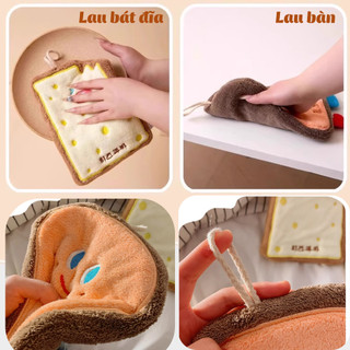 Khăn Tay Hoạt Hình Lông Cừu MAISON, Khăn Tay Lau Bếp, lau bàn thấm hút kháng khuẩn dùng trong nhà tắm, nhà bếp