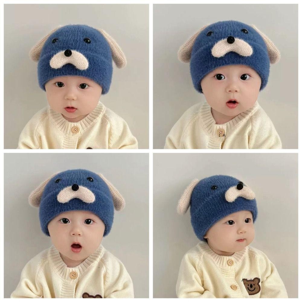 Mũ trẻ em YMIFI, Bonnet dệt kim dày, Mũ chui đầu len mềm 0-2 tuổi