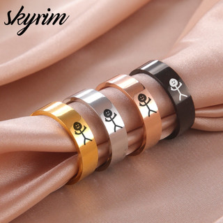 Skyrim Nam Nữ Nhẫn Cá Tính Mặt Cười Tượng Nhỏ Nhẫn Cặp Đôi Nhẫn Trang Sức Thời Trang