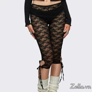 Quần ren Capri nữ Quần thường ngày Cutout Quần co giãn xuyên thấu cho hàng ngày