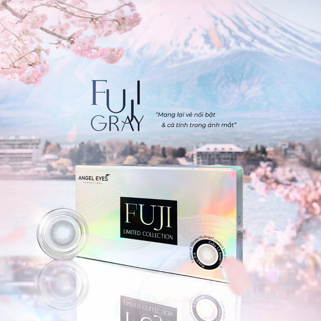 Lens Cận Xám Tây An.gel Ey.es Fuji Gray GDia 12.8mm, Kính Áp Tròng Giảm Thiểu Tia UV Chống Chói, Độ Cận 0-8