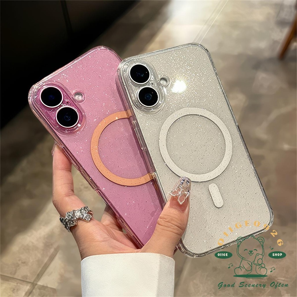 Ốp điện thoại từ tính lấp lánh trong suốt iphone16 Pro Max 15 14 13 cho vỏ iPhone Vỏ mềm silicon TPU chống sốc