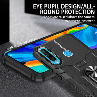 Dành Cho Huawei P30 Lite Ốp điện thoại PC Cứng Lưng Mềm TPU Edge Bảo Vệ Camera Vòng Giá Đỡ Chân Đế Chống Sốc Mỏng Bao Da