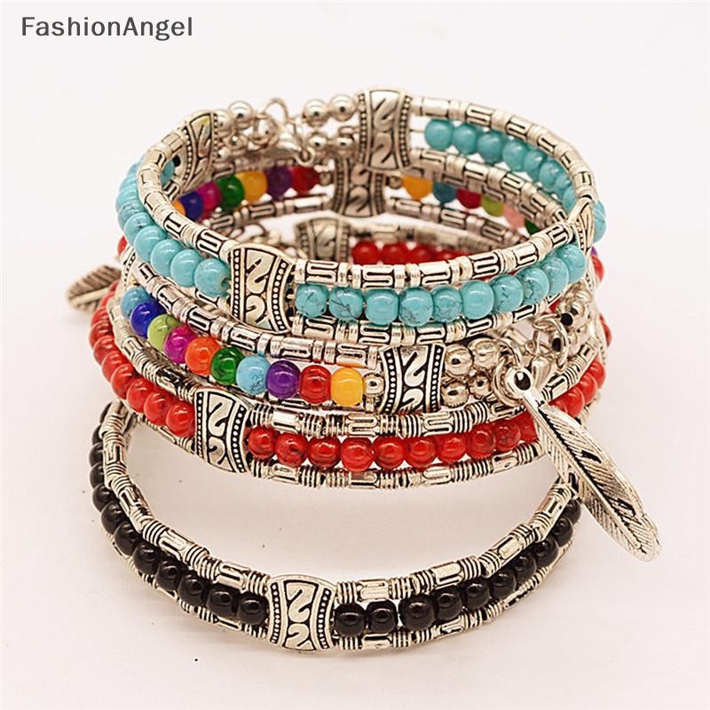 FashionAngel Thời Trang Tây Tạng Bạc Lắc Tay Nữ Gypsy Ngọc Trai Vintage Bohemian Vòng Tay VN