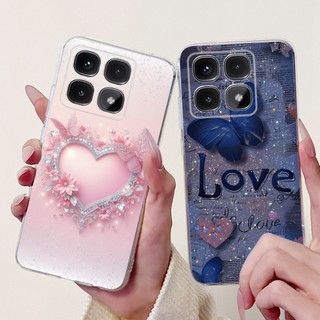 Dành Cho Xiaomi 14T Pro Vỏ 2024 Thời Trang Mới Bướm Hoa Trong Suốt Silicon Mềm TPU Ốp Lưng Điện Thoại Xiaomi 14T Mi 14T