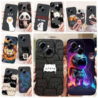 Hoạt Hình Thời Trang Ốp Lưng Cho Tecno Spark GO 2025 Spark GO 1 Pop 9 Ốp lưng Silicon Mềm TPU Rồng Phi Hành Gia Mèo Đen