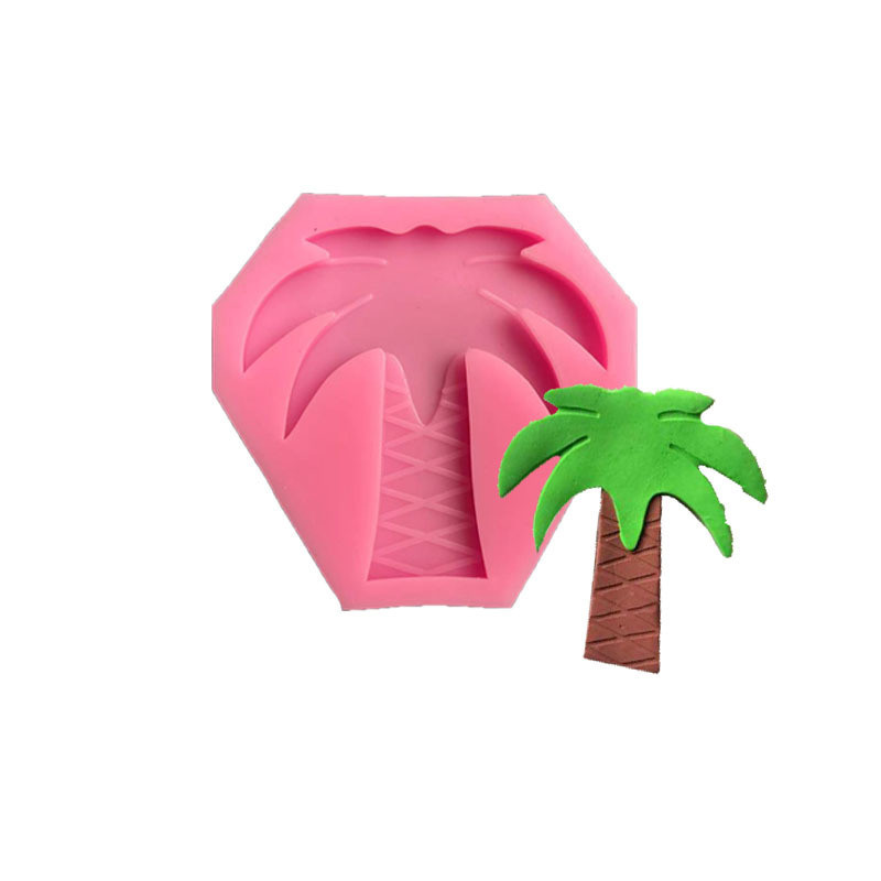 Dừa Plumeria Rubra Hibiscus Rosa-Sinensis Fan Blade Khuôn Silicon Mềm Fondant Chocolate Khuôn Trang Trí Bánh Khuôn Gốm Đất Sét Epoxy Thạch Cao Trang Trí Khuôn