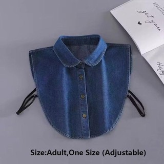 Cổ Áo Giả Denim Cho Nữ - Có Dây Cotton Điều Chỉnh,DetachableView Buttons, Màu Xanh Thời Trang