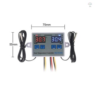 Bộ điều khiển nhiệt độ kép kỹ thuật số 110-220V, màn hình LED, chống nước, đầu dò, làm mát cho máy làm mát bể cá
