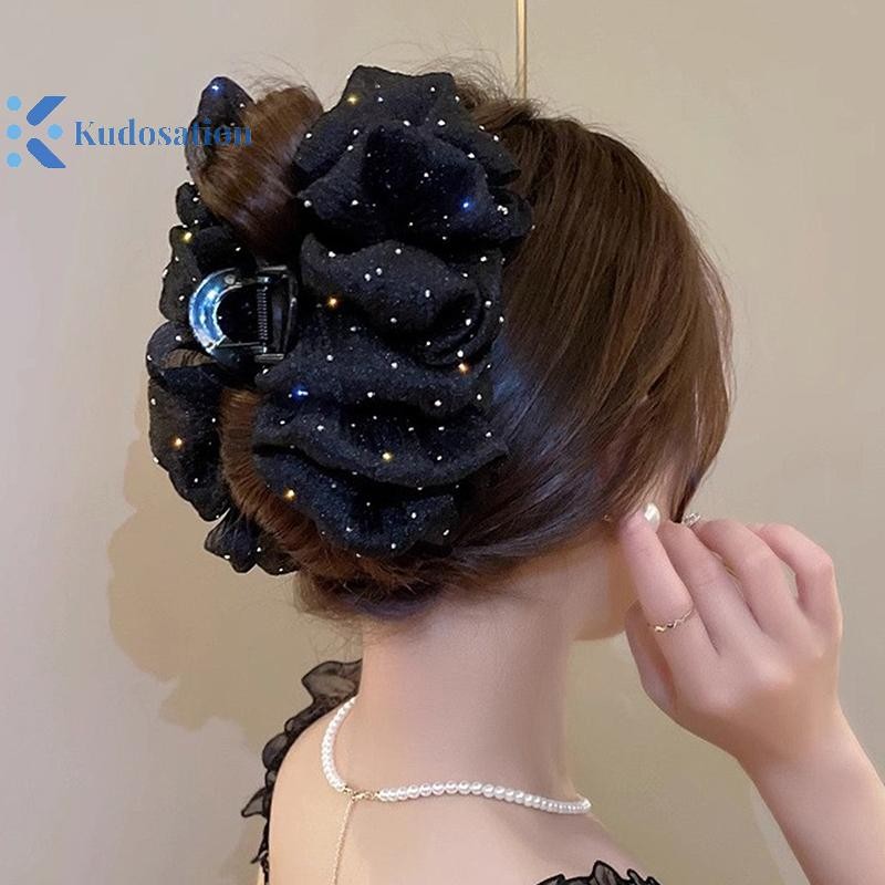 Kudosation Mùa Hè Ngọt Lưới Tuyn Ngôi Sao Bong Bóng Tóc Vuốt Kẹp Dành Cho Nữ Chắc Chắn Đuôi Ngựa Kẹp Mũ Đội Đầu Phụ Kiện