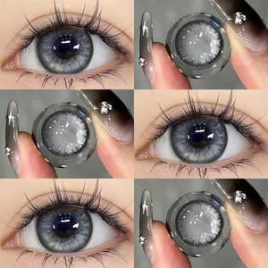 （-0°-600°）🌈ZM 🌈/Set 2 Kính Áp Tròng Màu tím/đen/xám thời trang contact lens hợp lệ 6 tháng YXPDD015