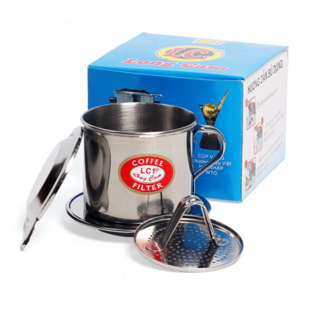 Phin pha Cà Phê iNox LONG CAM Nắp cài đủ size 6CMX6CM Hộp xanh hàng loại 1