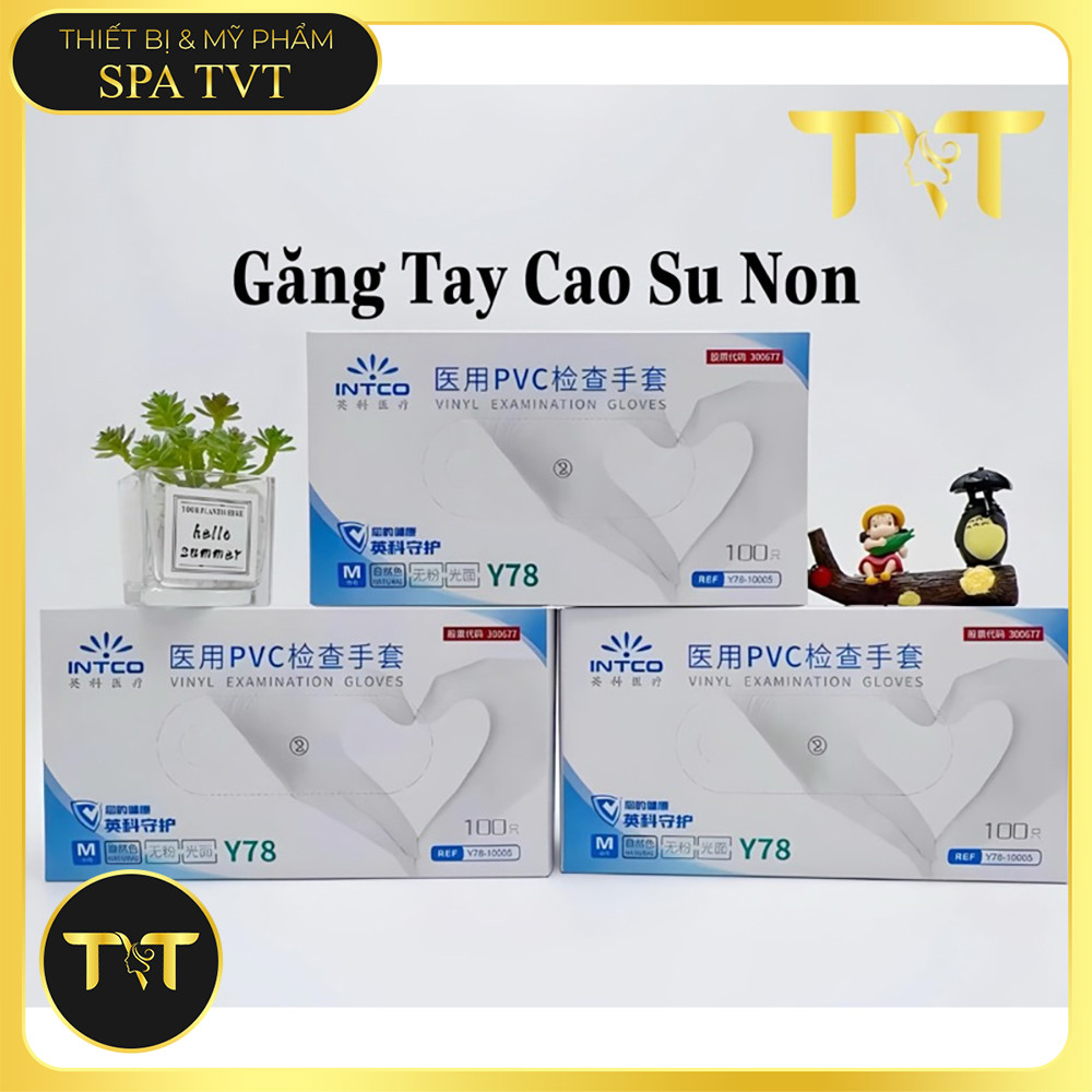 Găng Tay Cao Su Non INTCO 100 Cái – Bảo Vệ Tay, Mềm Mại, Dùng Cho Spa, Phun Xăm, Nhuộm Tóc, Y Tế