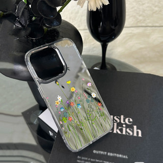 Ốp điện thoại hình hoa tươi và xương rồng cho iPhone 16 / 15 / 14 / 13 / 12 / 11 / PRO MAX / MINI / PLUS / X / XR gương bảo vệ lỗ lớn chống rơi và chống sốc
