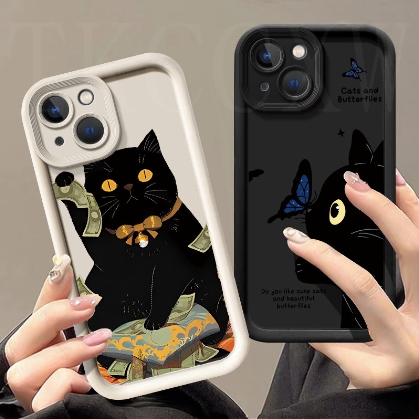 Ốp điện thoại mềm silicon hình mèo đen đáng yêu cho Realme GT Master Edition Q3 Pro Carnival GT Neo 5 SE 2T Q3S Narzo 50A 50i Prime
