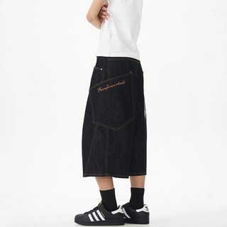 Quần short denim nam GKSSS thời trang phong cách Hồng Kông chất lượng cao phong cách trung tính phong cách đường phố thiết kế nối