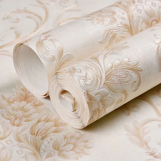 Cuộn Giấy Decal dán tường 3D in nổi khổ rộng 53CM thêu hoa phong cách Vintage mã TD02