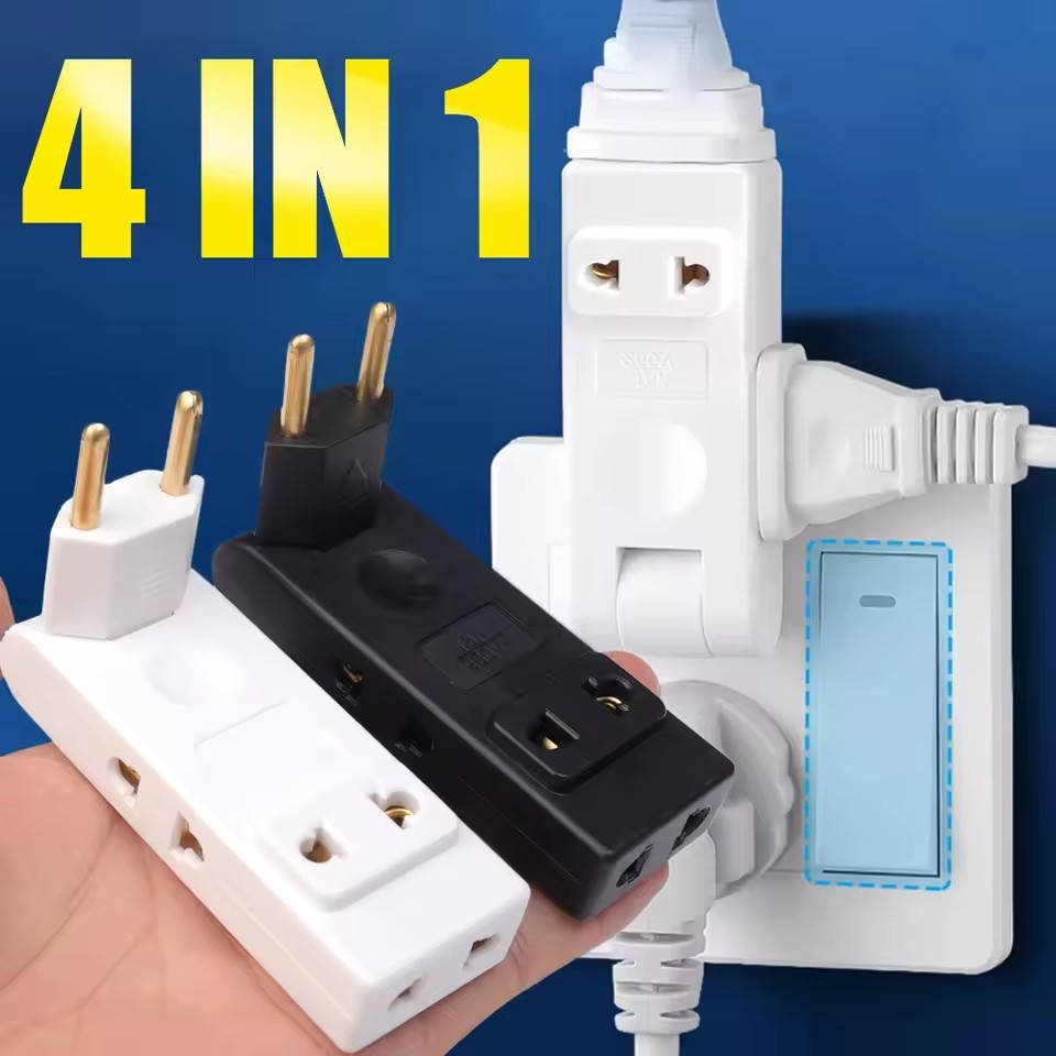 Bộ mở rộng ổ cắm tường 4 in1 Ổ cắm điện Eu Bộ chuyển đổi phích cắm 180 độ Bộ chuyển đổi nguồn di động
