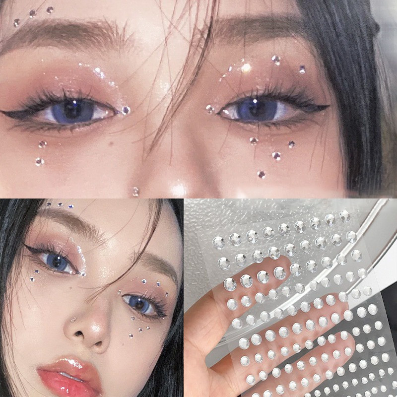 Miếng dán hình xăm dùng một lần Trang sức mặt 3D Nhãn dán trang trí kim cương giả - DIY Eyes Face Body Makeup Art Crafts Phụ kiện