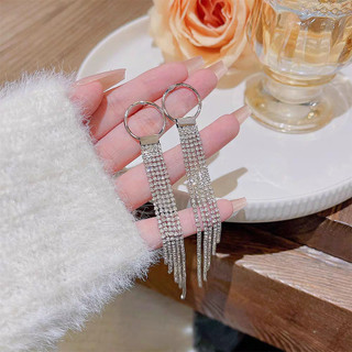 Độc Đáo Retro Phóng Đại Bông Tai Tua Rua Sang Trọng Bông Tai Kim Cương Vòng Bông Tai Dài