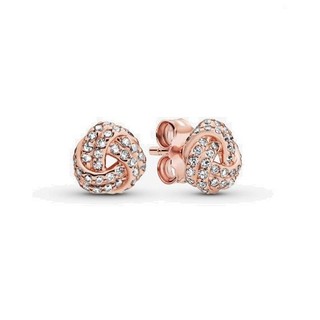 Hàng hóa tại chỗ 925S Bông tai bạc thật với nút thắt sáng bóng
