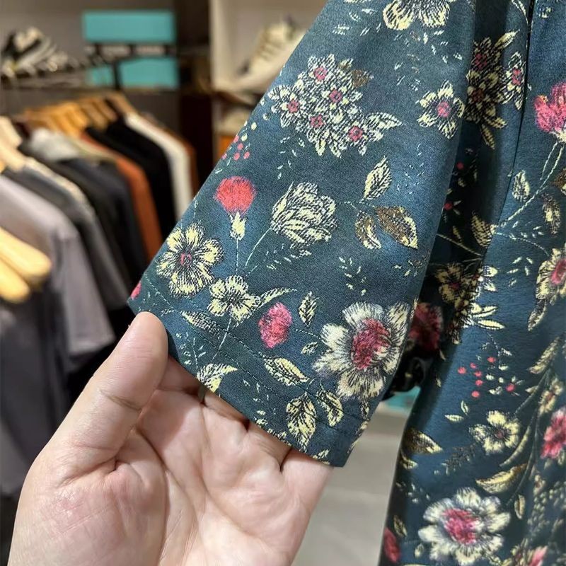 Áo thun nam ngắn tay thời trang mùa hè Retro đặc trưng phù hợp với cổ tròn Slim Fit